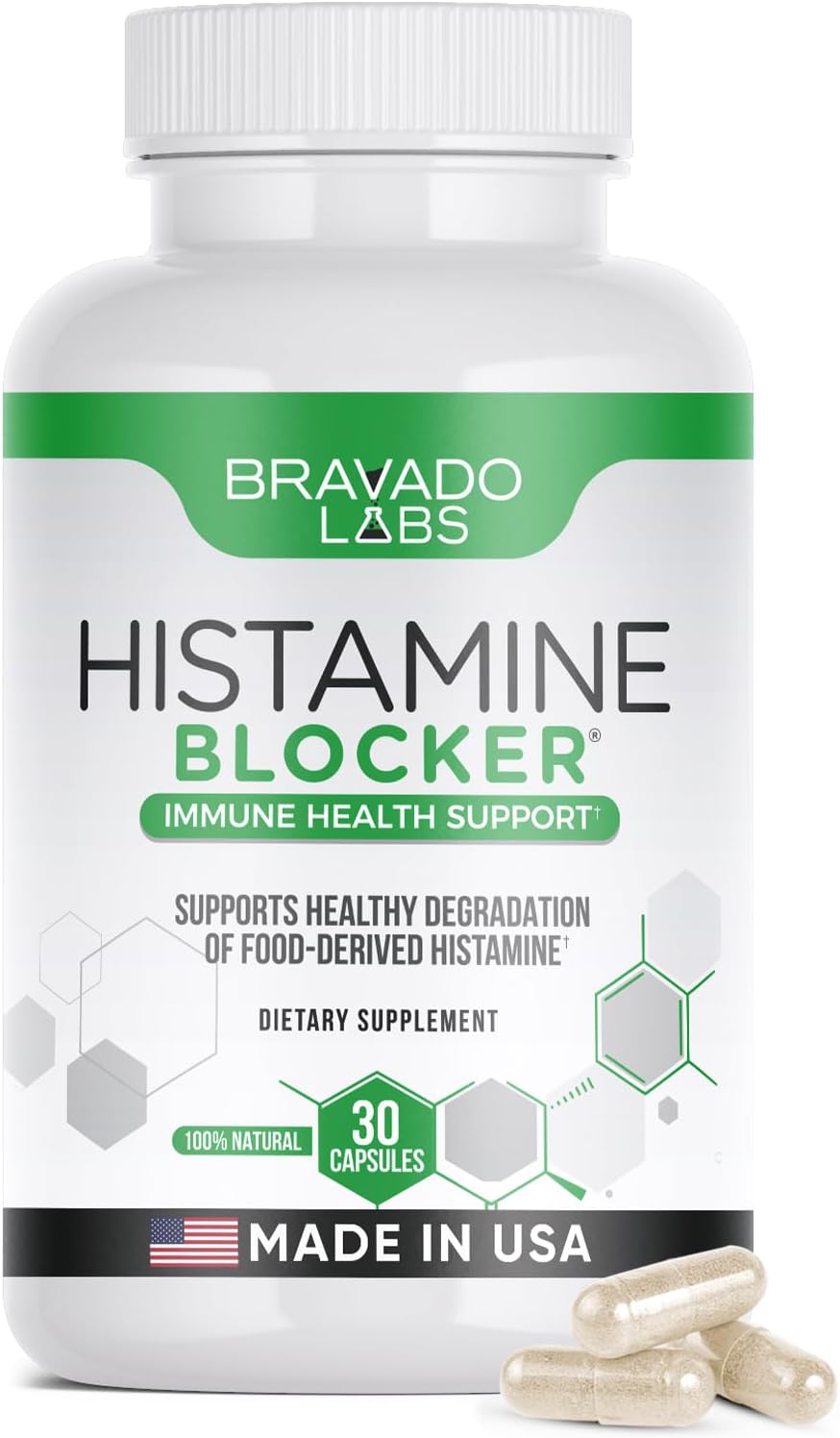Histamine Blocker Supplements  DAO Enzyme Formula & Vitamin C  Daily Support for Histamine Intolerance & Immune Support  DAO Supplements Histamine Blocker  30 Capsules  Made in USA
