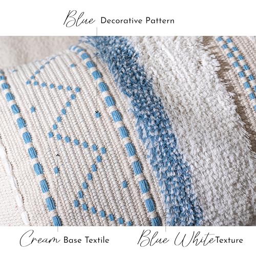 Blissblush LW Blue Decorative Lumbar Throw Pillow Cover 12X20 Combo Set Of 2 Rectangular Coastal Boho Accent Pillowcase Neutral Farmhouse Cushion thumb #4