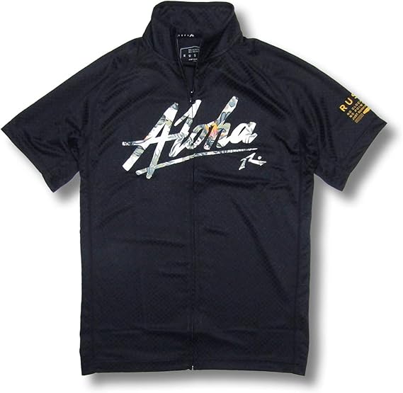 Amazon Rusty ラスティー メンズ 半袖 ジップアップ ラッシュガード スタンドカラー シャドーチェック柄 Upf50 Blk M 服 ファッション小物 通販