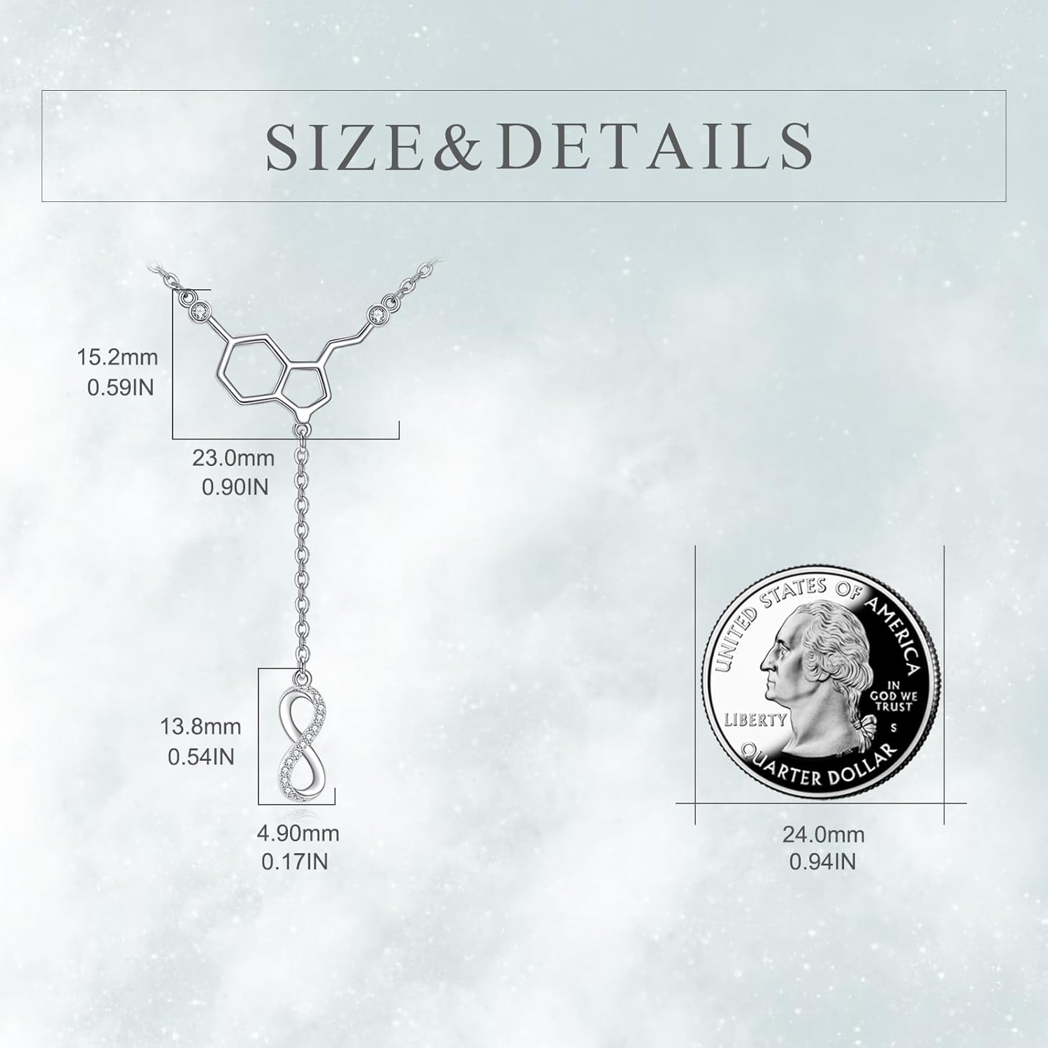 CRMAD Serotonin Molecule Necklace for Women Sterling Silver Inifinity Necklace Dopamine Pendant Chemical Molecules Jewelry for Women Men - Image 6