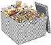 Sorbus Square Toy Chest with Flip-Top Lid, Kids Collapsible Storage for Nursery, Playroom, Closet, Home Organization, Large (Gray/White Chevron)