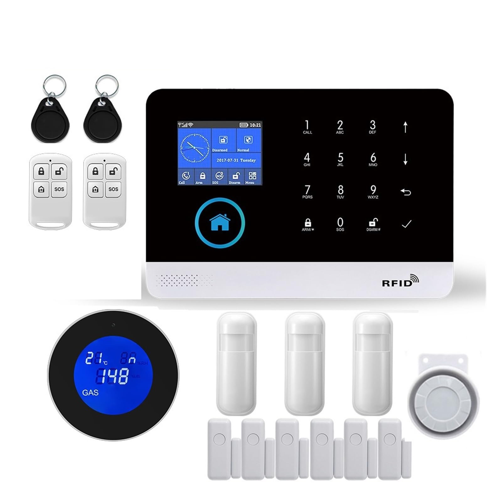 TUYA Wireless WIFI GSM Home Security Alarm System With Solar Strobe Siren PIR Motion Sensor Compatible Remote Monitoring(L)