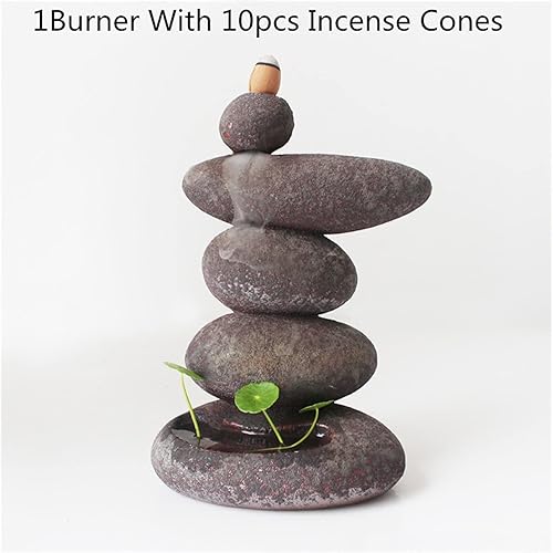 Miniatura 6 de Quemador de incienso con 10 conos de incienso, quemador de incienso de reflujo con 10 quemadores de incienso de reflujo pequeño para incienso