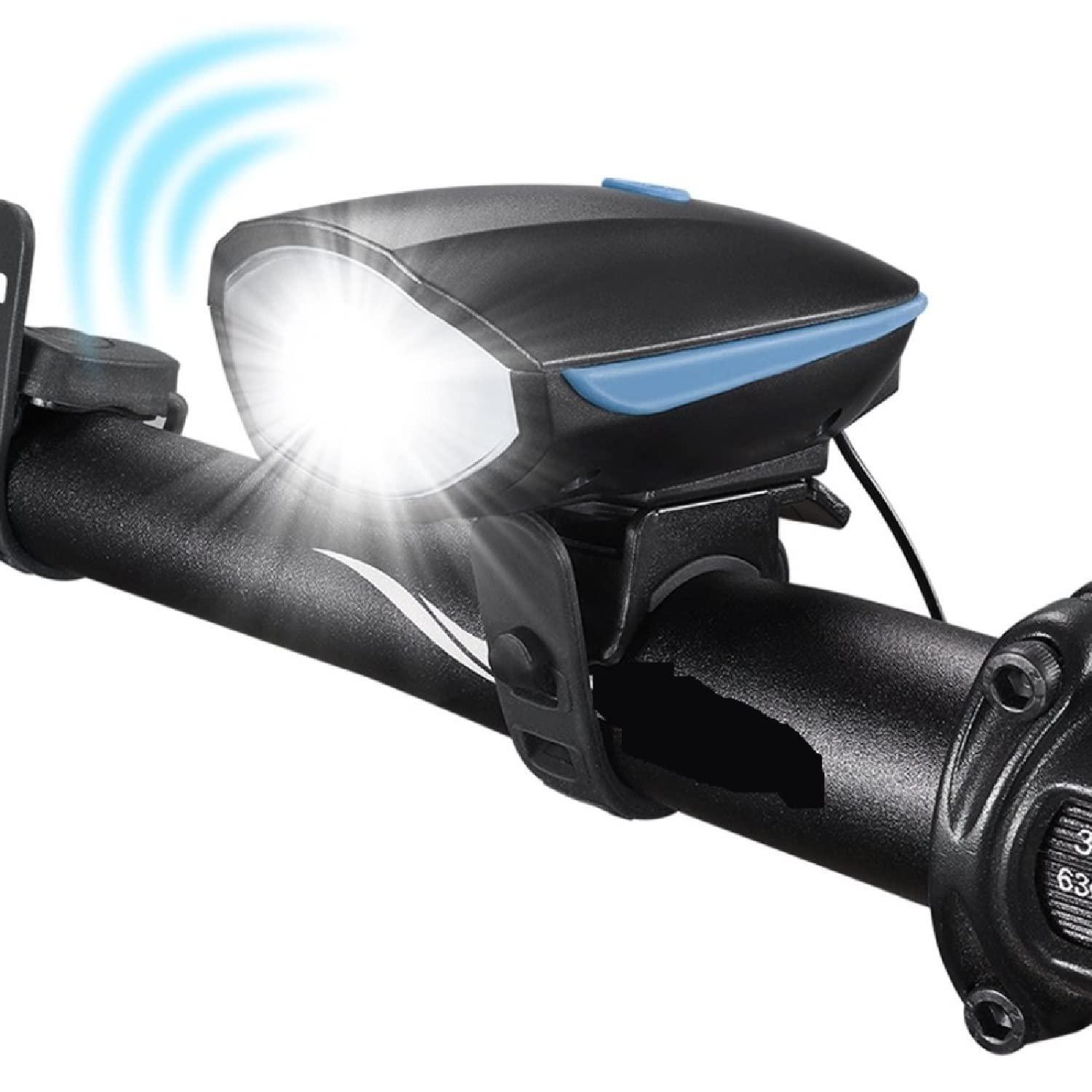 OLAHRAGA LED Bicycle Front Headlight with 3 Lighting Modes and 5 Sound Modes Fits All Bicycles for Road Cycling Mountain (Blue)-image-26