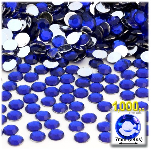 1,000Pc Rhinestones Round 7Mm - 34Ss Flatback Royal Blue Rbl #TOP11