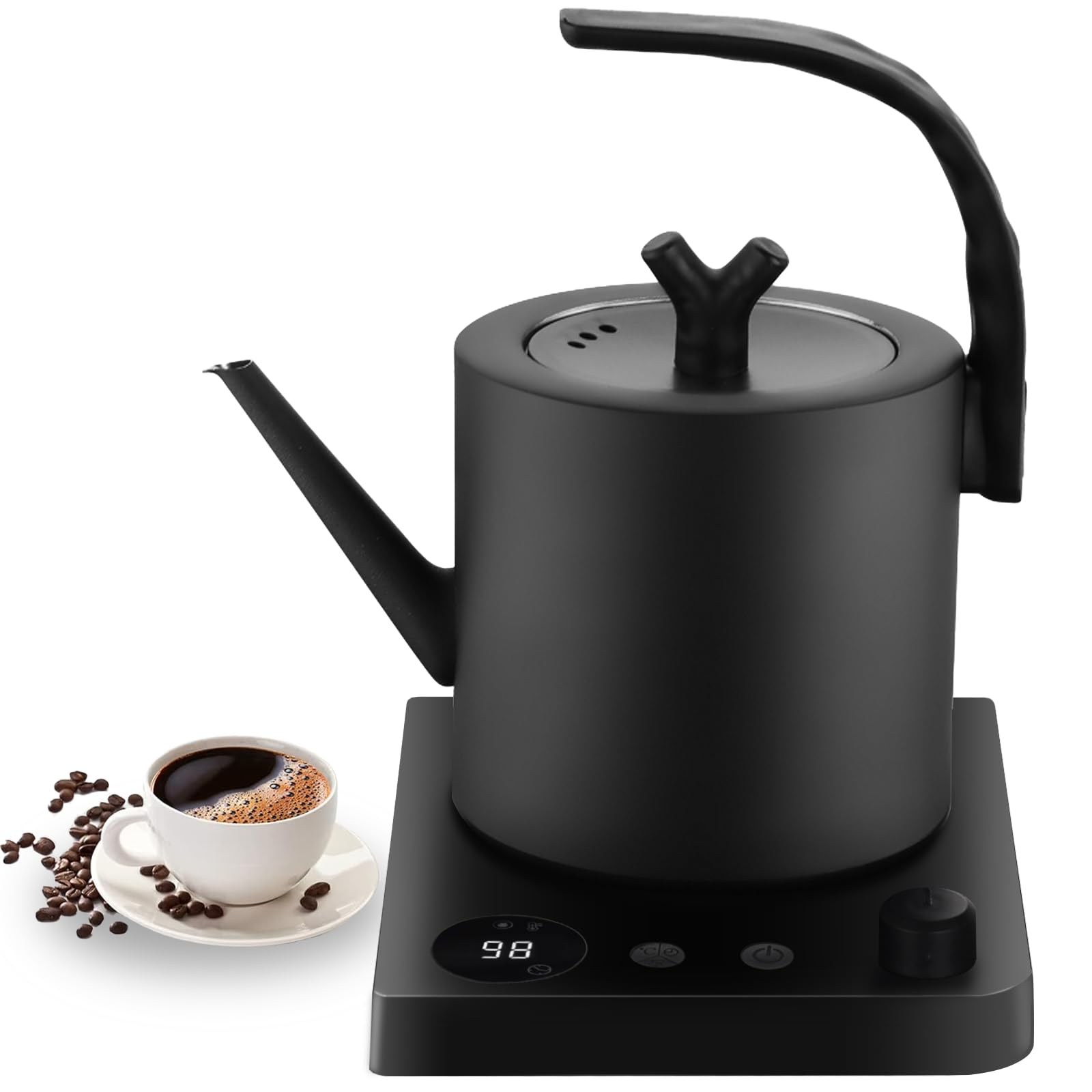 1.0L Gooseneck Electric Kettle with Temperature Control, 304 Stainless Steel Tea Kettle, Auto Shut-Off &amp; 360° Smart Base, 800W Fast Boiling BPA-Free, Matte Black for Home/Office/Coffee/Tea