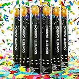 Biodegradable Confetti Cannon 6 Pack - Popper Party 12 Inch Confetti Shooter for Wedding Birthday Graduation Celebration New Year’s Eve Confetti Cannons Launch 20-26 ft