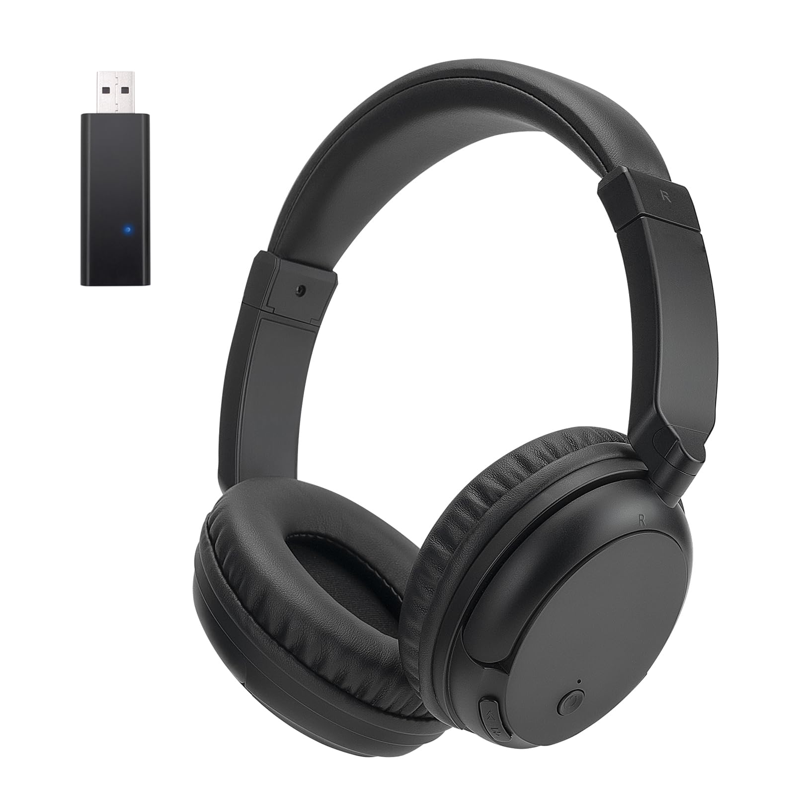 Auriculares para TV Inalámbrico para Personas Mayores y Adultos, Auriculares 2.4G y Bluetooth 5.3 con Transmisor USB, 10H de Reproducción,Latencia Ultra Baja para PC, TV, Dispositivos de Audio