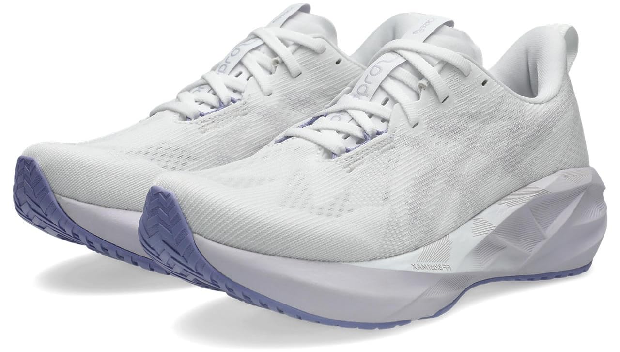 ASICS Womens Novablast 5 Sneaker, White Lilac Hint, 3.5 UK