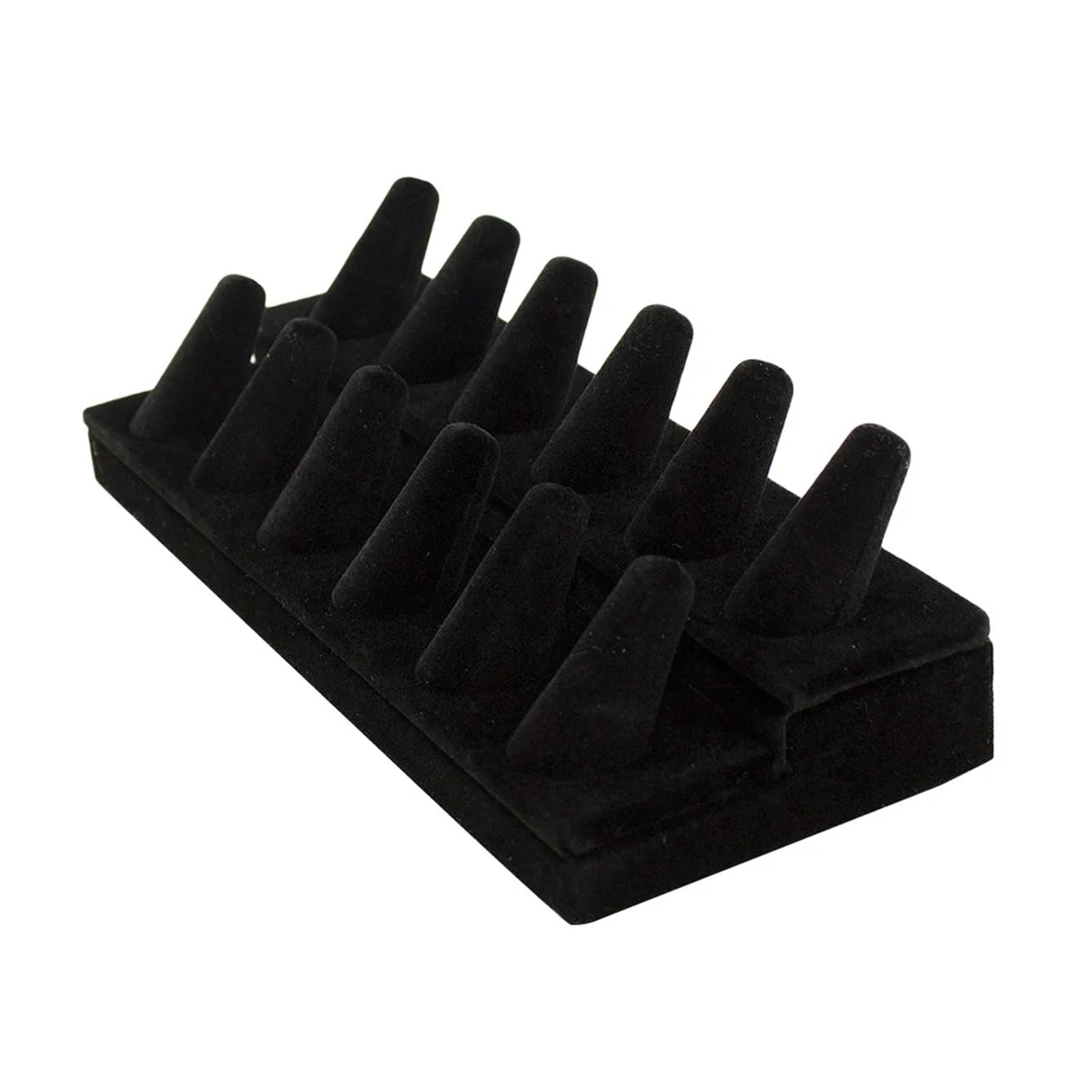 Yangshe 12 Fingers Ring Display Stands Black Flocking Finger Ring Display Organizer Holder Jewelry Storage Showcase Stand for Display