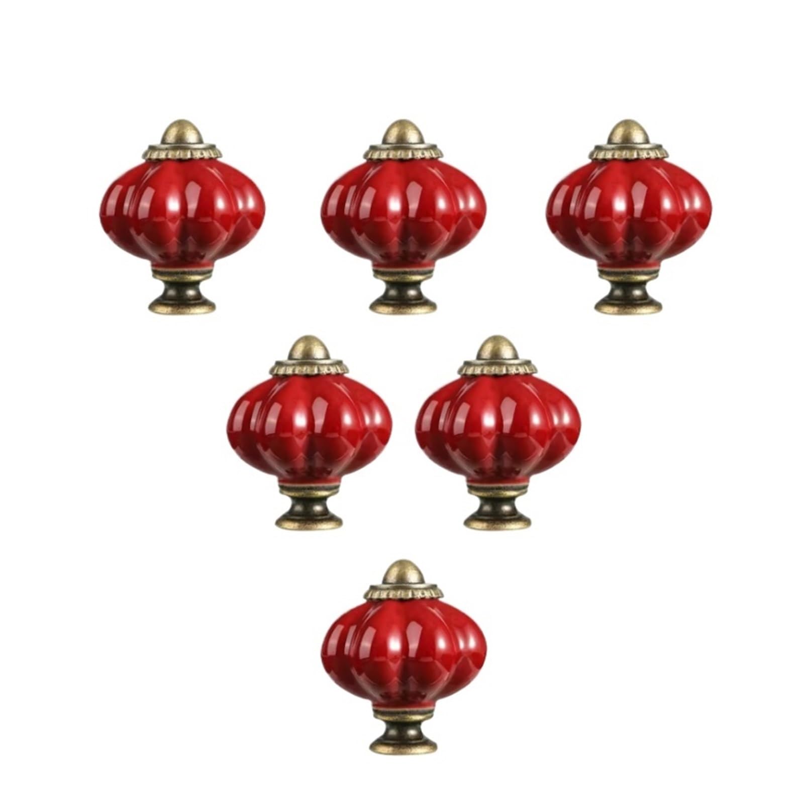 KLdcfhDR 3/6/12pcs Polished Metal Dark Green Ceramic Cabinet Dresser Knobs Set with Hardware(Red-6pc)