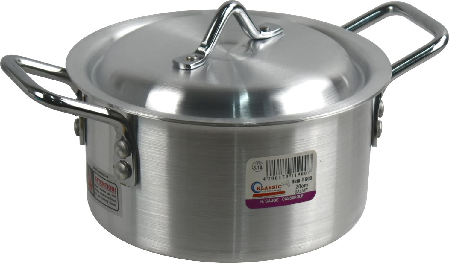 Aluminium Cooking Pot Casserole Kitchen Dish with Lid and Side Handles