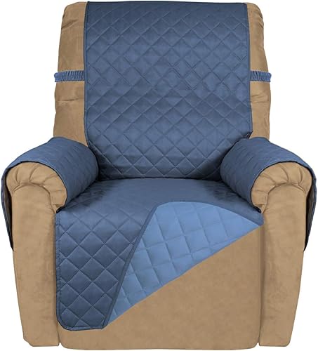 PureFit - Funda de sofá acolchada y reversible, resistente al agua, protector de muebles, lavable, antideslizante, con correas elásticas, para niños