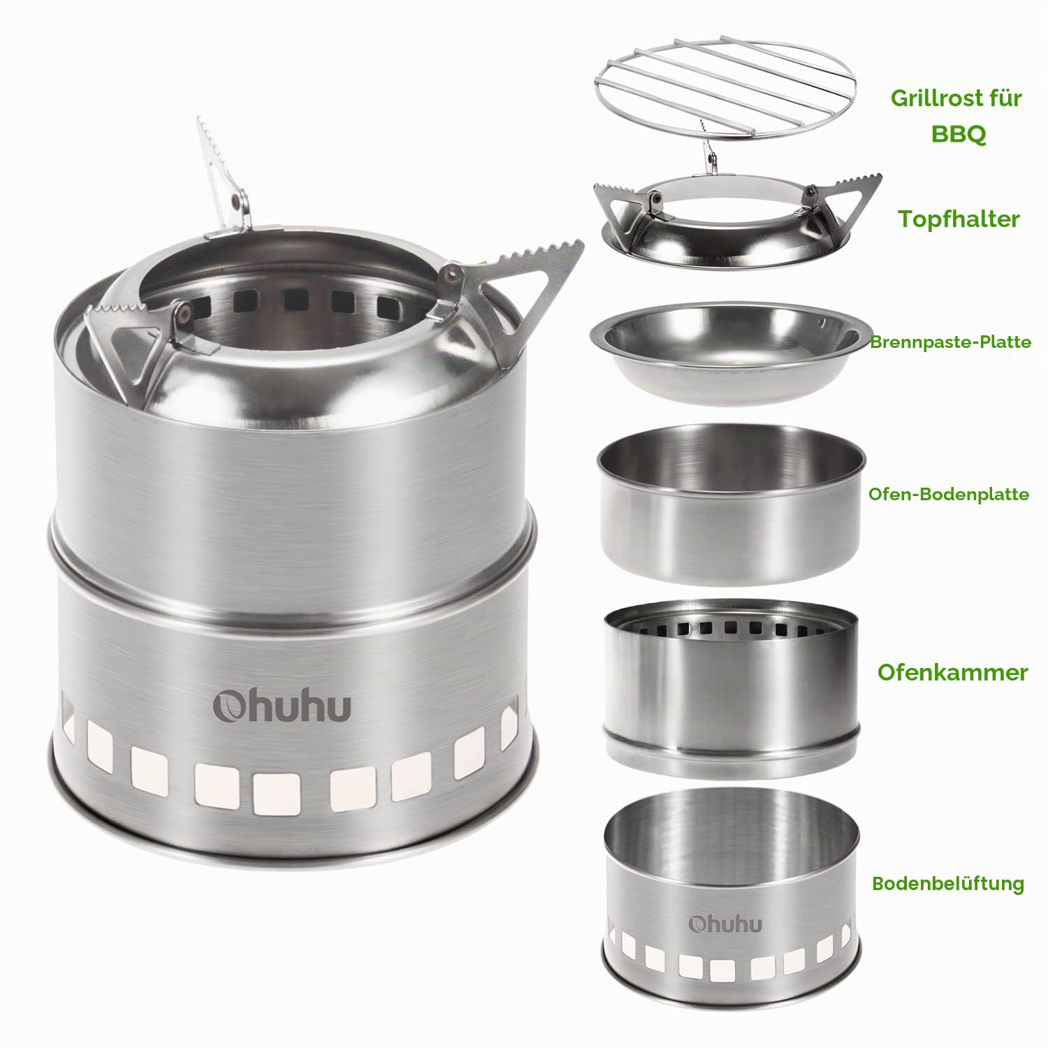 Hobo Kocher Camping Outdoor Ofen, holzofen stove aus Edelstahl mit Tragetasche für BBQ Picknick Wandern Reisen