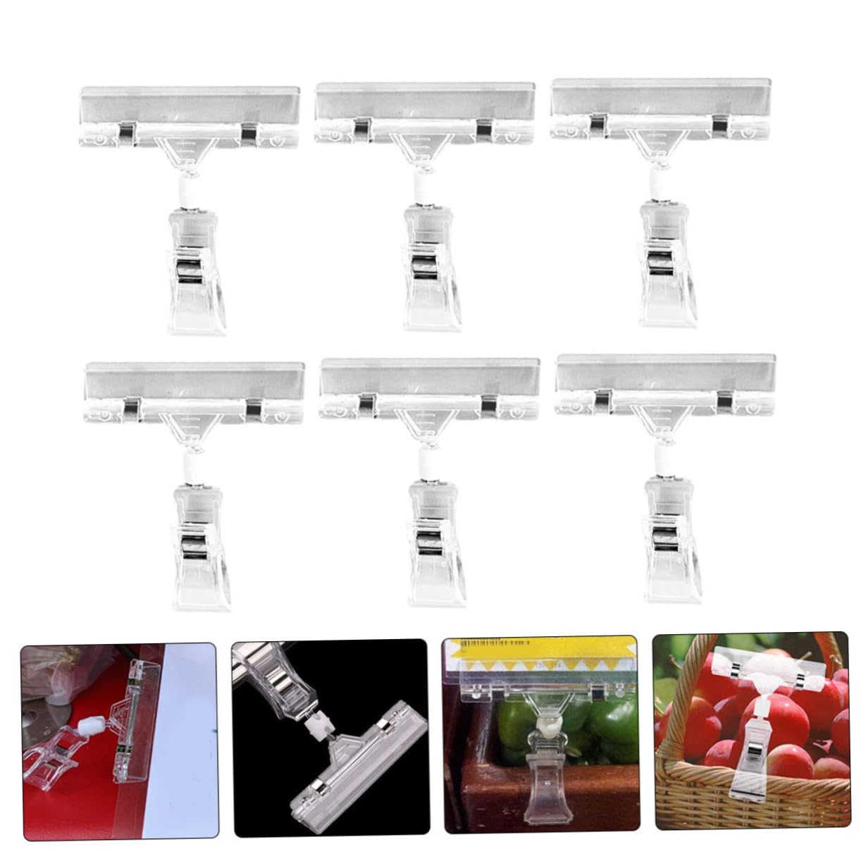 VALICLUD 30 pezzi Clip Porta Etichette Prezzi Trasparente Girevole da Supporto per Esposizione Cartellini in Plastica Resistente e Facile da Installare per Supermercati e Negozi