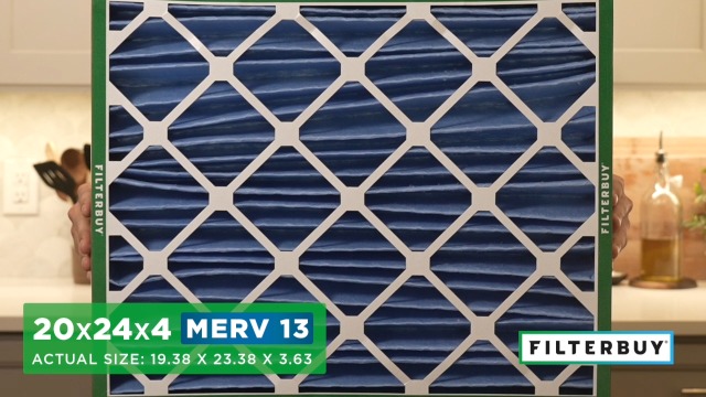 Image of Filterbuy 20x24x4 Air Filter MERV 13 Smoke & Allergy Defense (4-Pack) | Electrostatic Pleated HVAC AC Furnace Filters Replacement, Made in USA (Actual Size: 19.38 x 23.38 x 3.63)