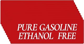 10-Pack Pure Gasoline Ethanol Free Sticker, 6x2 Adhesive Waterproof No Ethanol Labels Gas Station Pump Decal for Gas Caps/Gas Tank/Heavy Duty Trucks/RV/Fuel Cans [Red and White]