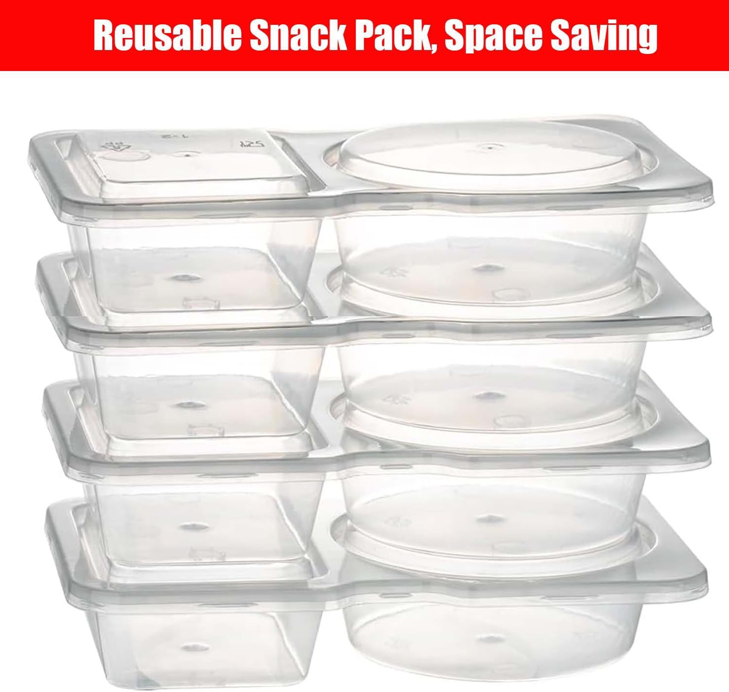 10 Pack Double Compartment Condiment Container with Lids, 2 Compartment Reusable Travel Snack Container, Small Sauce Containers Salad Dressing Cup Portion Cups Dip Containers