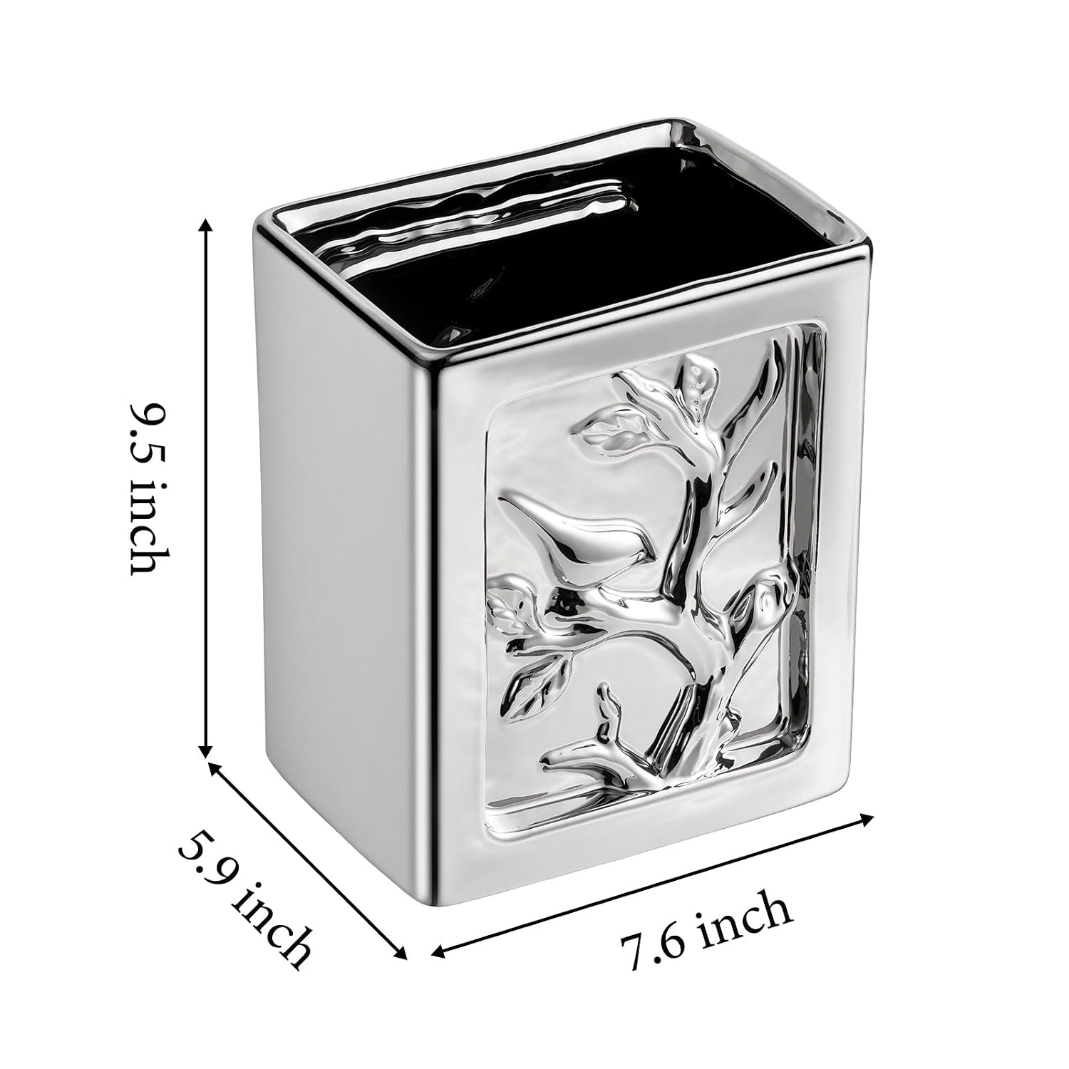 Silver Bathroom Trash Can,Small Kitchen Garbage Can,1.32 Gallon/5 Liter Stylish Small Waste Basket for Bathroom Decor,Office,Party,Room
