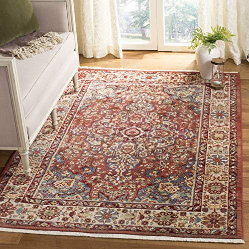 SAFAVIEH Kashan Collection Area Rug - 9' x 12'6", Red & Ivory, Traditional Oriental Design, Non-Shedding & Easy Care, Ideal for High Traffic Areas in Living Room, Bedroom (KSN305L)