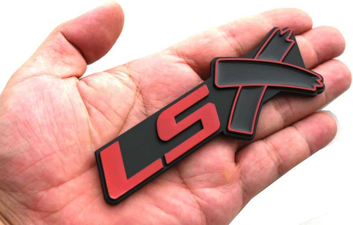 2Pcs LSX Side Rear Lid Boot Trunk 3D Emblem Badge Replacement for Chevy Camaro Corvette (Black Red)