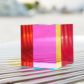 ZhuoChiMall CMY Color Cube, 3.93 inch (100mm) Mixing Color Cube, Colorful Acrylic Prism for Home or Office Desktop Decoration, Science Learning Physic Toys Educational Gifts for Kids