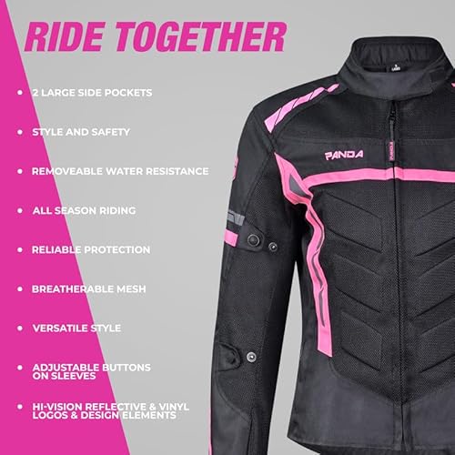 PANDA CYCLE GEAR Jaqueta feminina de motociclista CE Armor Enduro Dual Sport para todas as estações