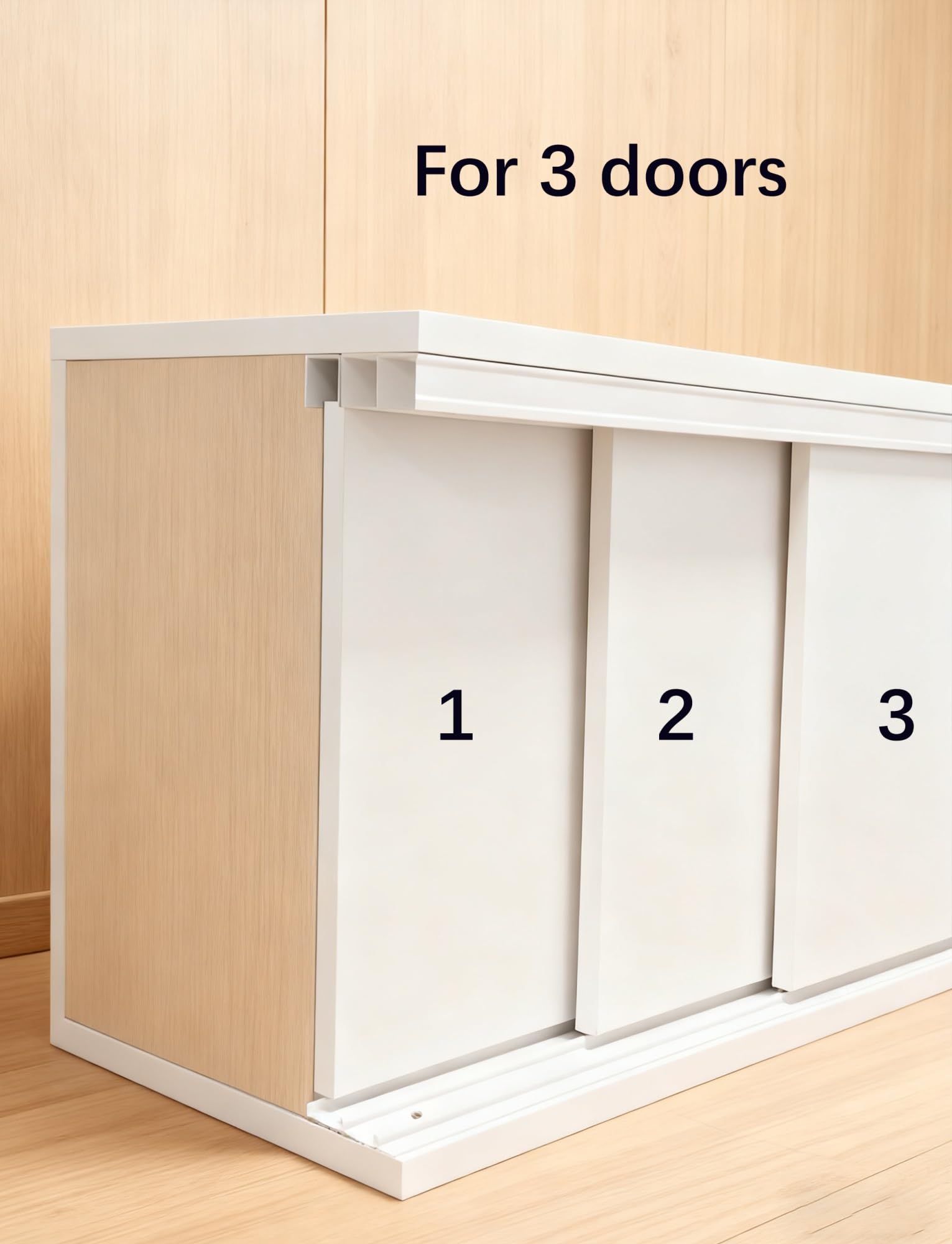 Kit de rieles para puerta corredera, sistema deslizante de 3 pistas para armario, armario, divisor de habitación, puertas de panel de madera, riel de aluminio duradero
