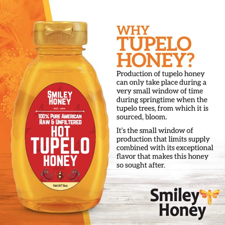 Smiley Honey Tupelo miel cruda y sin filtrar 8 oz miniatura 4