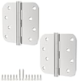 2 Pack Door Hinges Brushed Nickel, 3.5in Satin Nickel Door Hinges, Silver Heavy Duty Interior/Exterior Iron Shed House Kitchen Cabinet Hardware