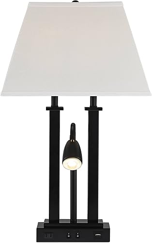 Miniatura 8 de Possini Euro Design Deacon - Juego de 2 lámparas de escritorio modernas industriales de 26 pulgadas de alto, puerto USB, salida de corriente