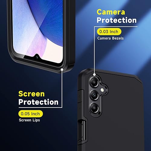 Miniatura 2 de Huness Funda para Samsung Galaxy A13 5G  protector de pantalla de vidrio templado duradero de fibra de carbono antiarañazos antihuellas bolsa de