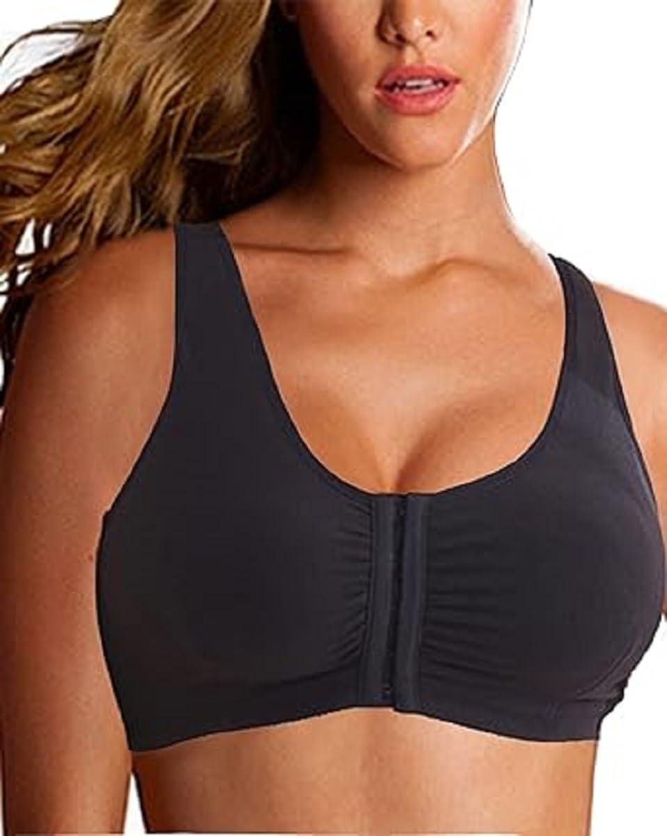 GenericPost Surgical Bra Front Closure Post Surgery Bra Post Op Front Close Bras Sports Bra Mastectomy Bra for Women-Black bra