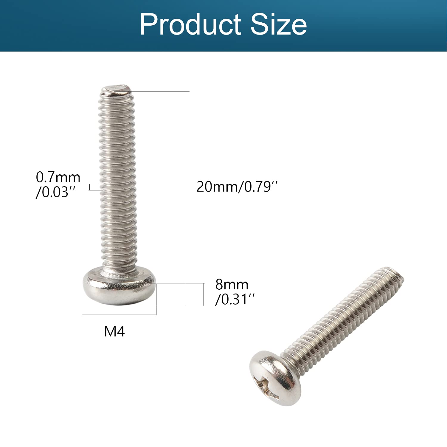 MroMax 20Pcs M8 x 20mm Pan Head Phillips Machine Screws, 304 Stainless Steel 18-8, Fully Thread, Metric Silver Gray Cross Head Screws Bolts MroMax 20Pcs M8 x 20mm Pan Head Phillips Machine Screws, 304 Stainless Steel 18-8, Fully Thread, Metric Silver Gray Cross Head Screws Bolts