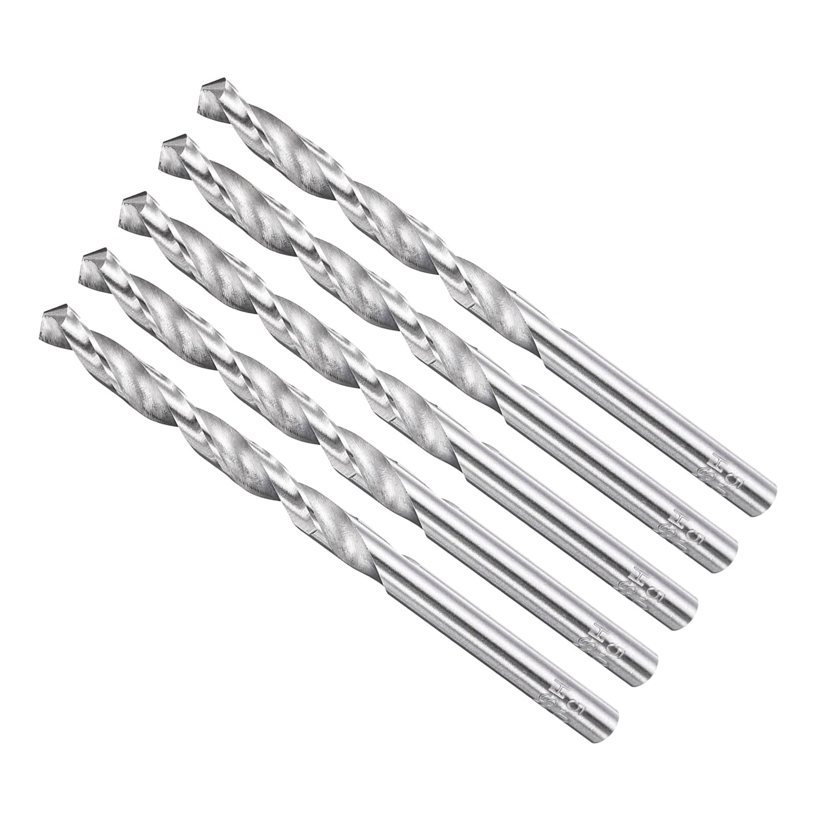 METALLIXITY Drill Bit (5mm) 5Pcs, 4241 High-Speed Steel Straight Shank 118° Uncoated Bright Finish Drill Bit for Wood Plastic Iron Copper Aluminum Low