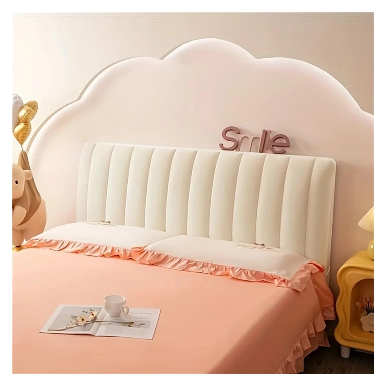 Housse de tête de lit matelassée velours épais blanc protection 200x70