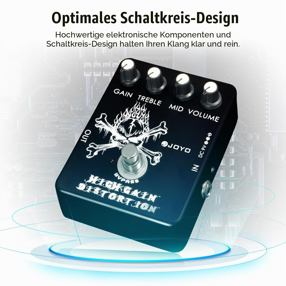 JOYO High Gain Distortion Pedal von AC/DC Crunch bis Heavy Metal mit Full Range EQ für E-Gitarre (JF-04)
