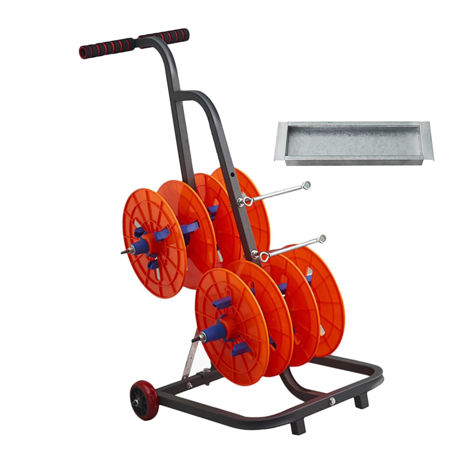 ZFUCMAYL 4/6 Axle Wire Spool Rack,Cable Caddy with Tool Box,Transportable Wire Spool Rack Dispenser,for Winders Ropes Cord Reels Paracord(4 Reel)