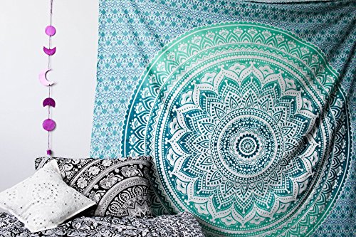 raajsee Indian Cotton Green Tapestry Mandala Wall Hangings- Tapes...