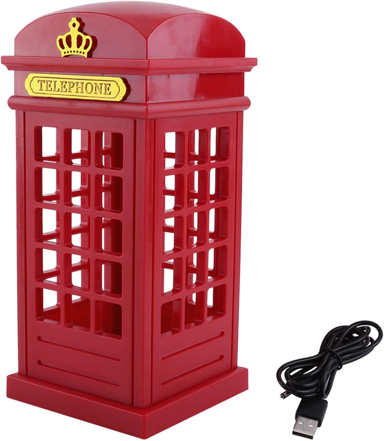 TOPINCN LED Night Light Vintage Telephone Booth Designed Touch Sensor Dimmable Yellow Desk Lamp USB Charging Classic Home Decoration