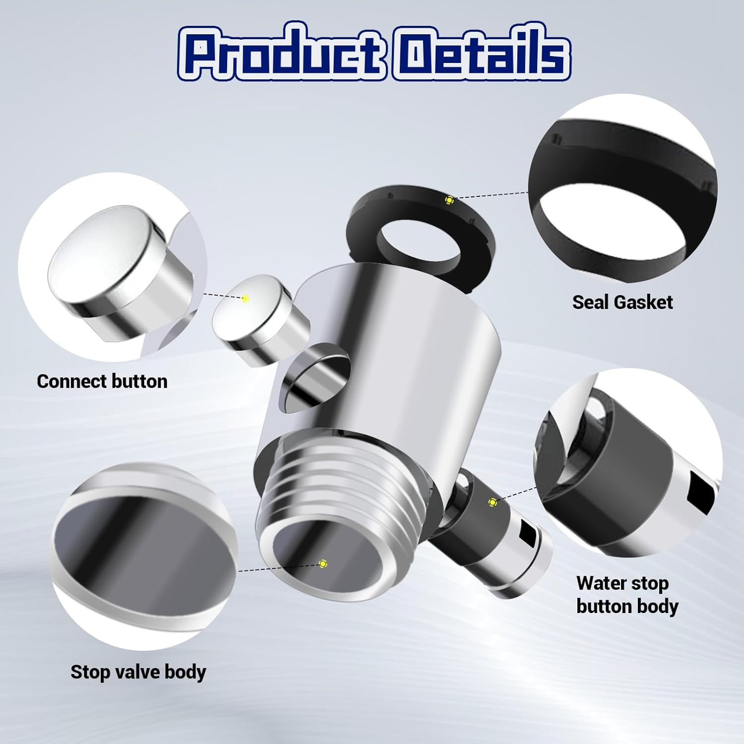 2 Pack Shower Head Shut Off Valve Button Type Water Flow Control Valve G1/2 Universal Size Shower Head Flow Control Valve for Shower Arm and Hose or Bidet Sprayer