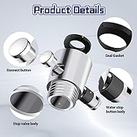 Vista 3 de Paquete de 2 válvulas de cierre de cabezal de ducha tipo botón válvula de control de flujo de agua G1/2 válvula de control de flujo de cabezal