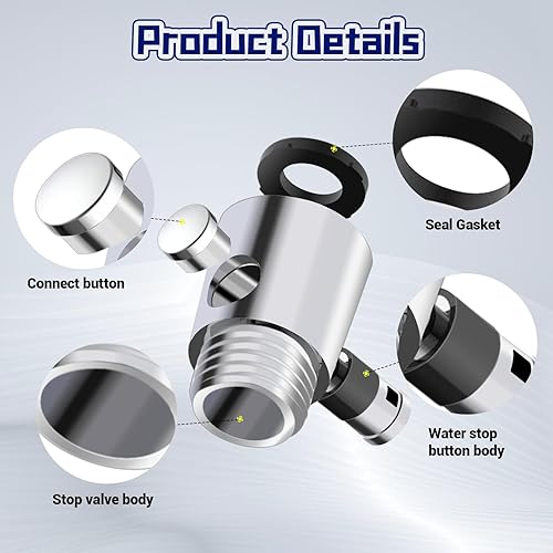 Miniatura 3 de Paquete de 2 válvulas de cierre de cabezal de ducha tipo botón válvula de control de flujo de agua G12 válvula de control de flujo de cabezal de