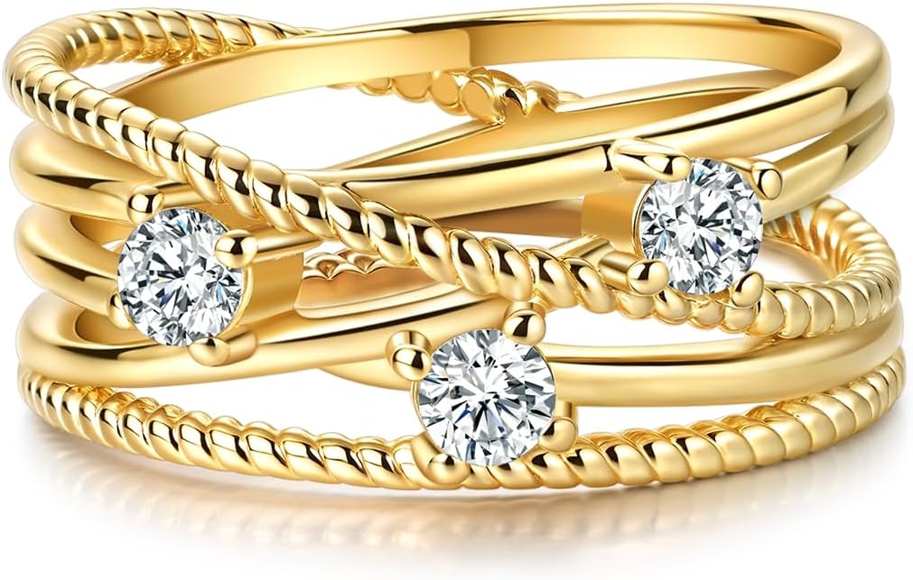 NARMO 925 Sterling Silver Rings for Women Evil Eyes Rings Entwined Line Cubic Zirconia Rings Simple Stackable Finger Rings Engagement Ring Personality Rings Size 6-9 - Image 2