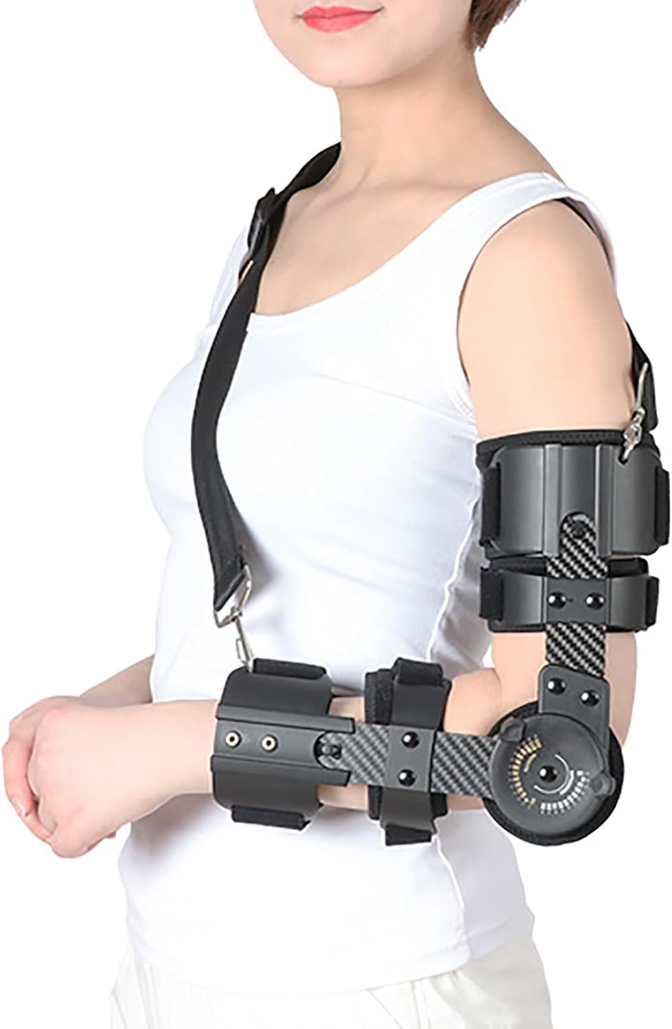 Hinged ROM Elbow Brace, Adult Post Op Elbow Immobilizer Brace with Sling Stabilizer, Arm Injury Recovery Elbow Splint for Dislocated Arm Ligament and Tendon Repairs