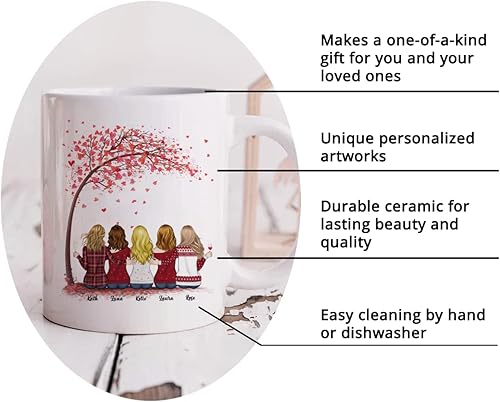 Miniatura 6 de Gossby Taza de café personalizada para hermana, regalo personalizado para hermana para mujeres con diseño y nombre, cumpleaños, Navidad, larga