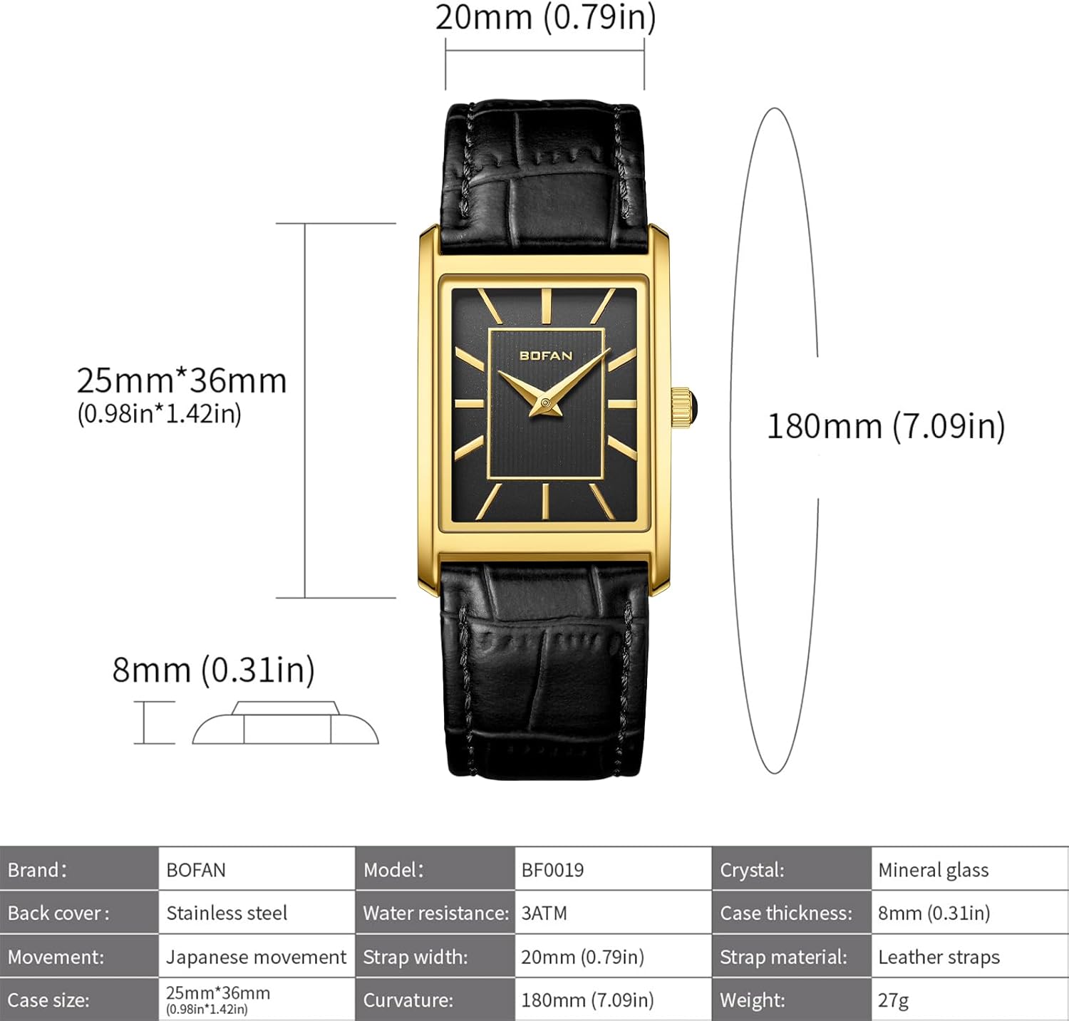 BOFAN Men's Watches,Minimalist Fashion Simple Wrist Watch Analog Quartz with Comfortable Breathable Leather Strap,Waterproof