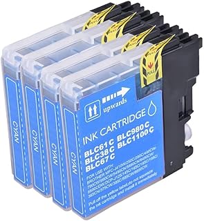 4 x Cyan Odyssey Supplies® Compatible Ink Cartridges (non oem) Replacement for Brother LC980 LC1100, DCP 195C 145C 165C 185C 6690CW 375CW MFC 250C 5890CN 490CW 5895CW 6490CW 255CW 490CW 6890CDW 290C