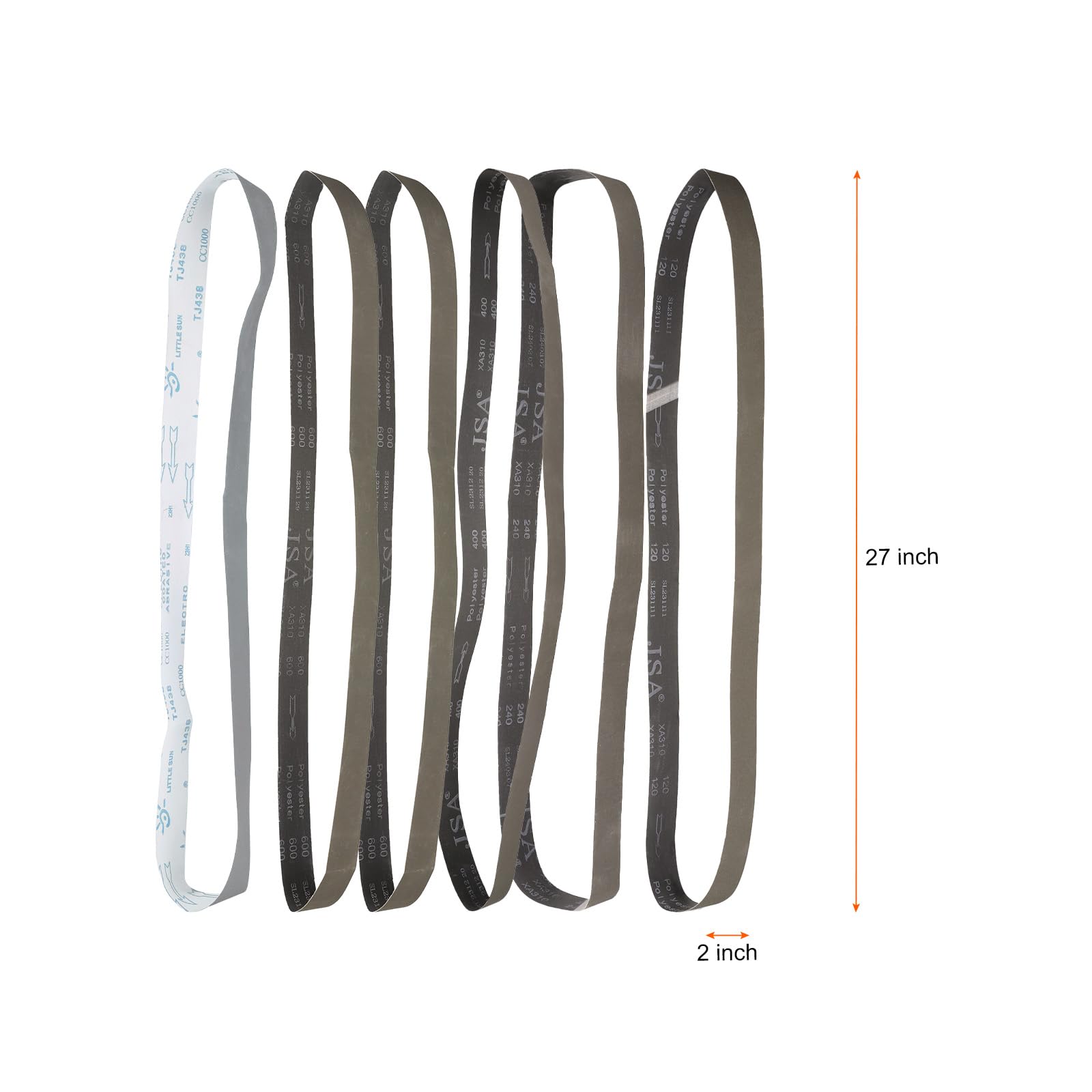 sourcing map 12 correas de lijado de 2 x 72 pulgadas, 1 pieza de cada una de 120/240/400/600/800/1000 de carburo de silicio de grano 120/240/400/600/800/1000 para reparación de automóviles