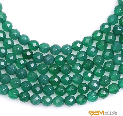 Miniatura 4 de GEM-Inside - Cuentas sueltas de gema verde natural auténtica, 0.236in, cuentas redondas facetadas de energía para hacer joyas de 15 pulgadas